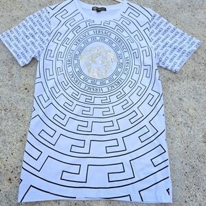 Versace White and Black With Golden Medusa T-Shirt Size S